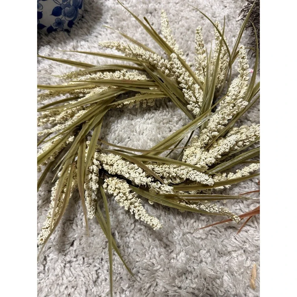 Rustic Mini Wreath Lot Grapevine Orange Cream Green X 3